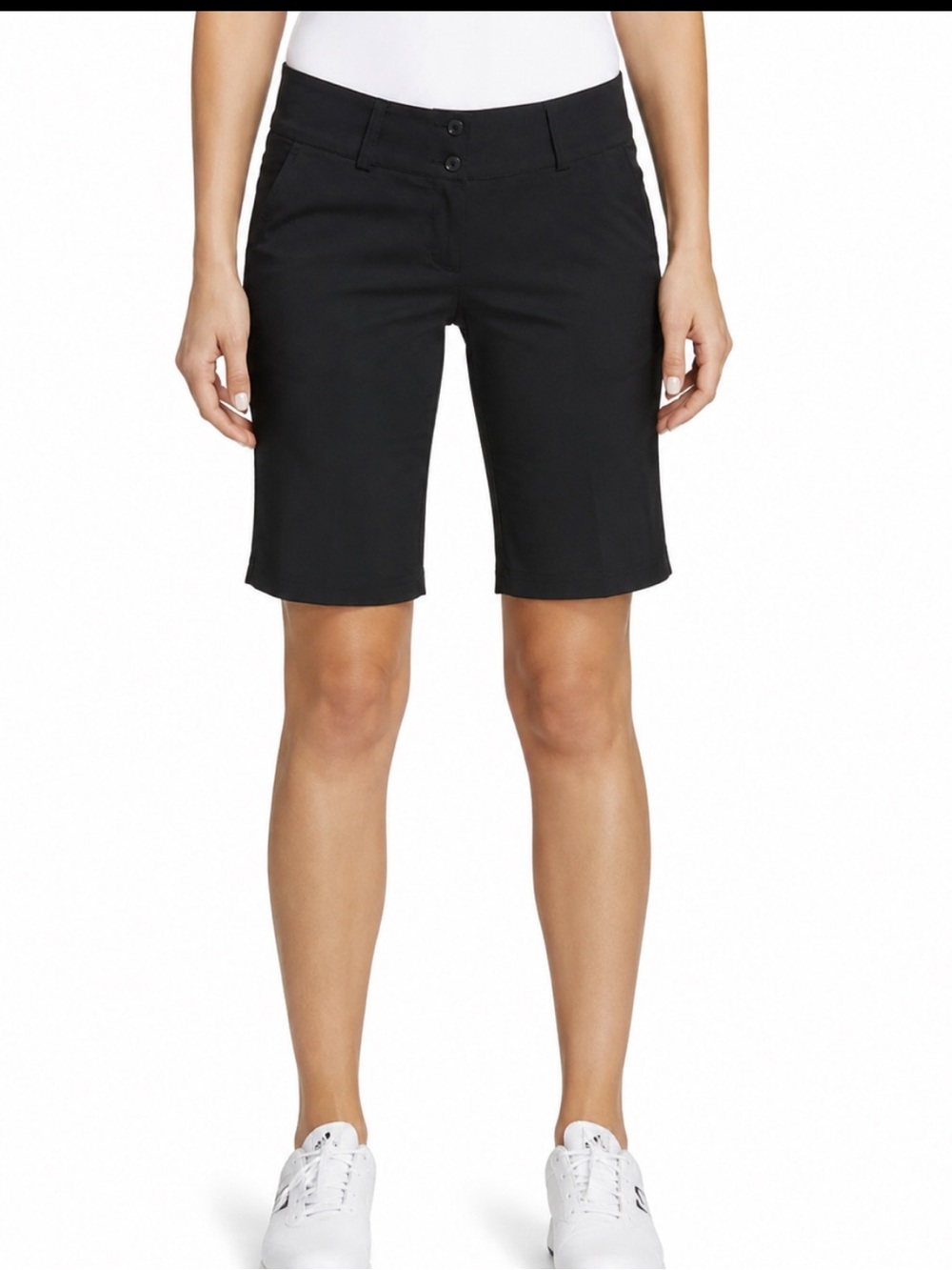 adidas Black Bermuda Golf Shorts with Clean Front